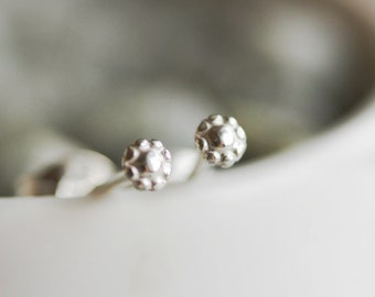 Tiny flower stud earrings - sterling silver, minimal, simple every day earrings