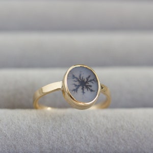 Dendritic agate ring, unique one of a kind ring in gold