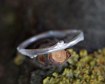 Twig ring - fine silver branch ring, Nature inspired