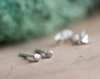 Tiny dots - stud earrings, minimal, simple every day studs in sterling silver or 9k gold