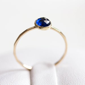 Sapphire ring - skinny stackable ring with Sapphire stone, September birthstone, sterling silver or gold