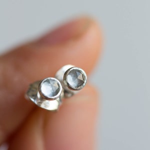 Aquamarine stud earrings, March Birthstone, 3mm or 5mm, sterling silver or 14k gold filled image 7