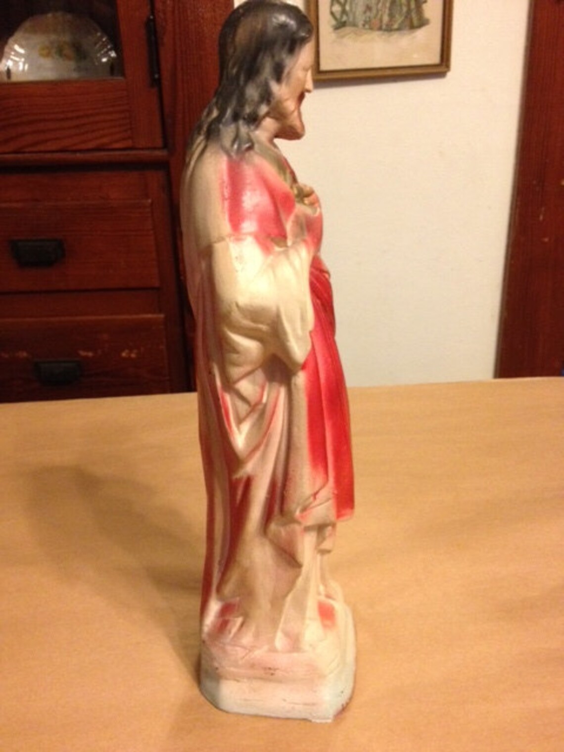 Vintage Religious Statue Plaster Jesus Statue Religious Relic Etsy