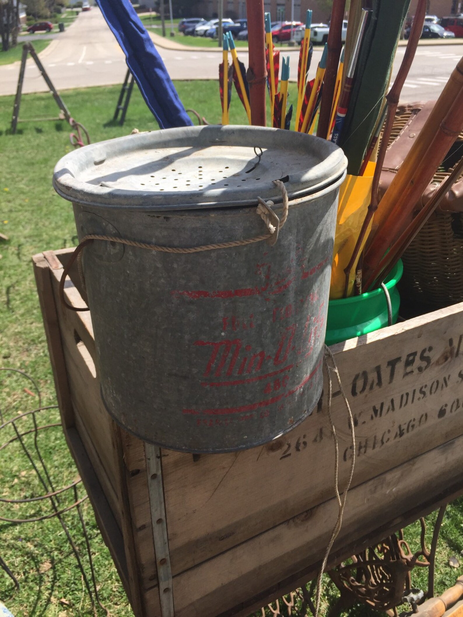 Vintage Minnow Bait Buckets Galvanized Pail nice Etsy