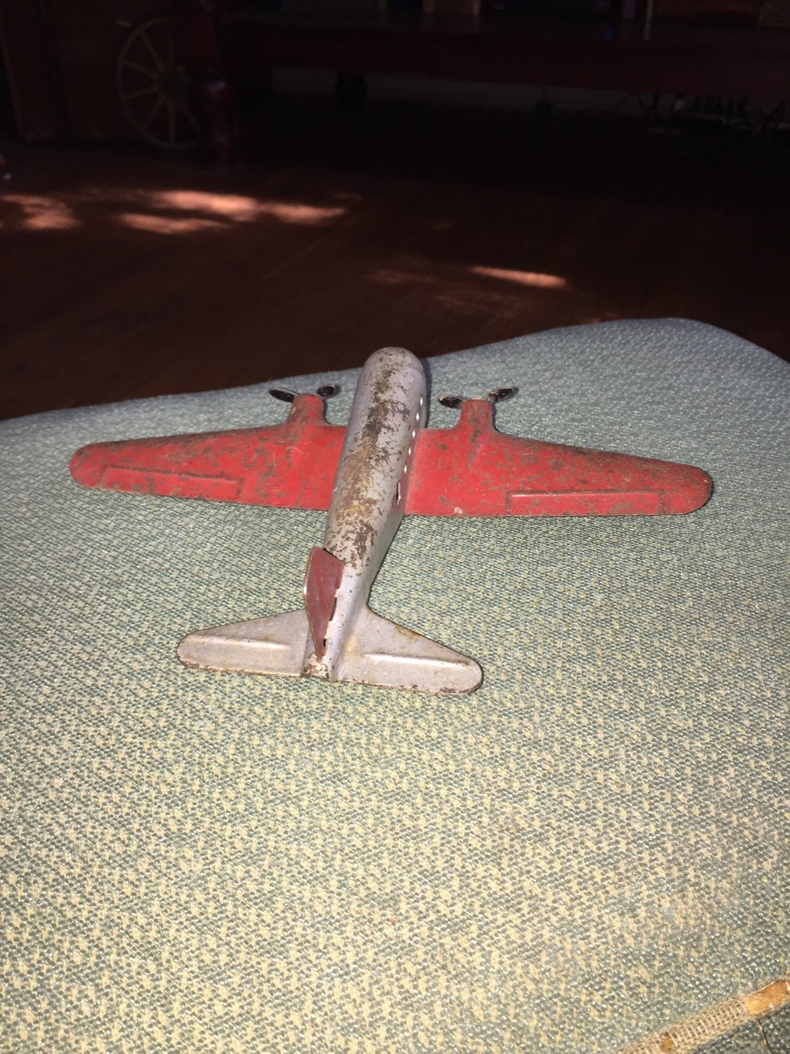 Antique Tin Metal Plane Toy Made In USA Two Propeller Red & Etsy
