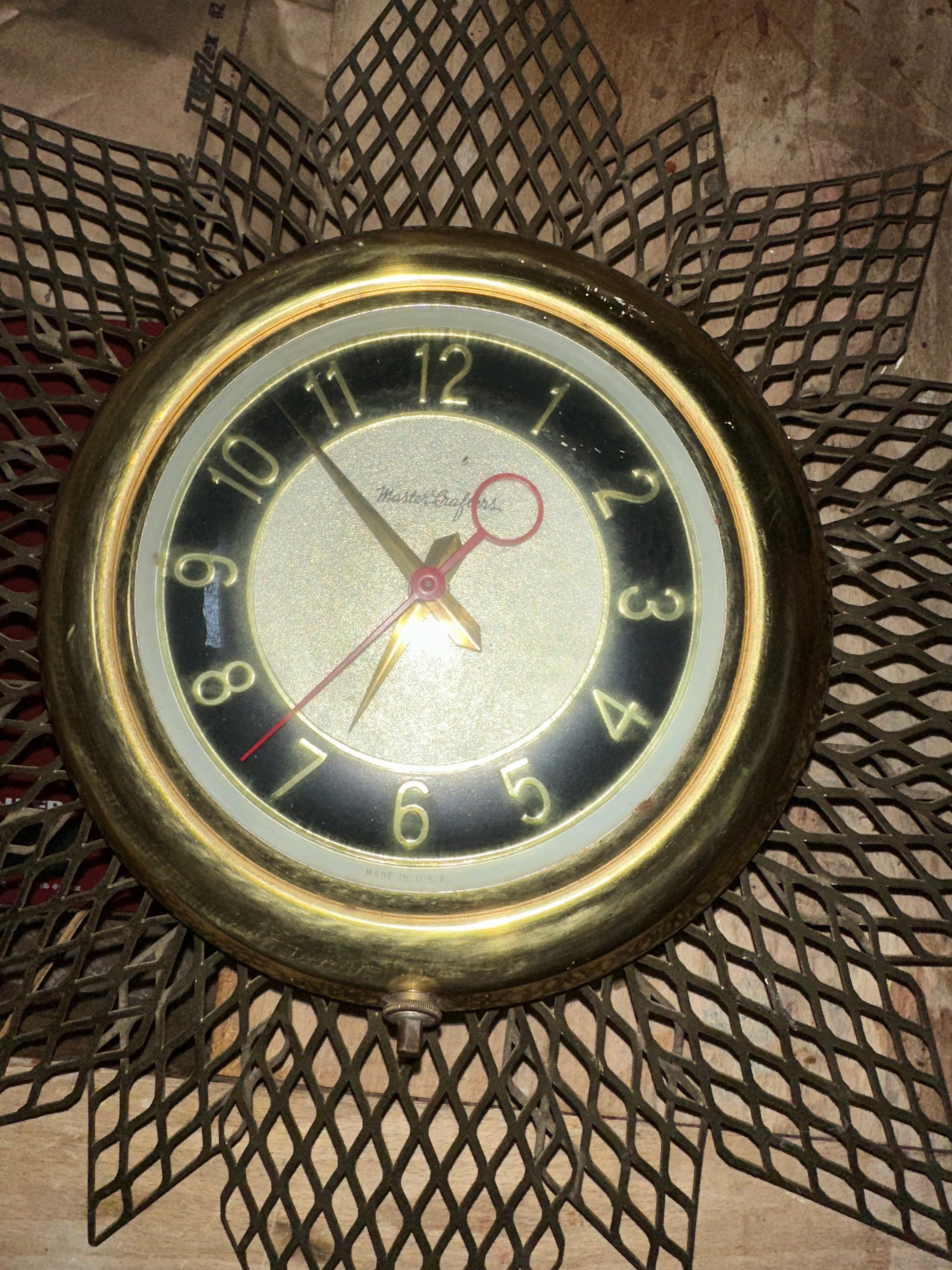 vintage/50’S MASTER CRFTERS/Wall Clock Retro Atomic Mid-century Starburst Electric Lighted Wall