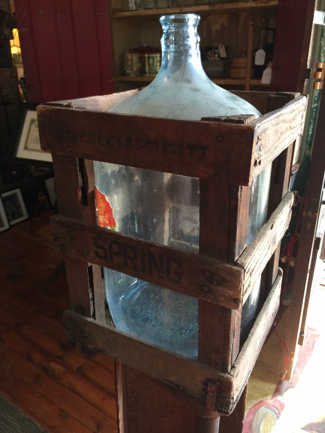 Antique Hinckley And Schmitt Water Bottle Wood Crate Marked Etsy