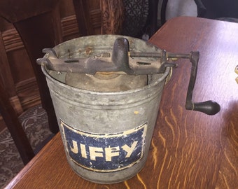Antique Jiffy 2 Quart Hand Crank Ice Cream Maker