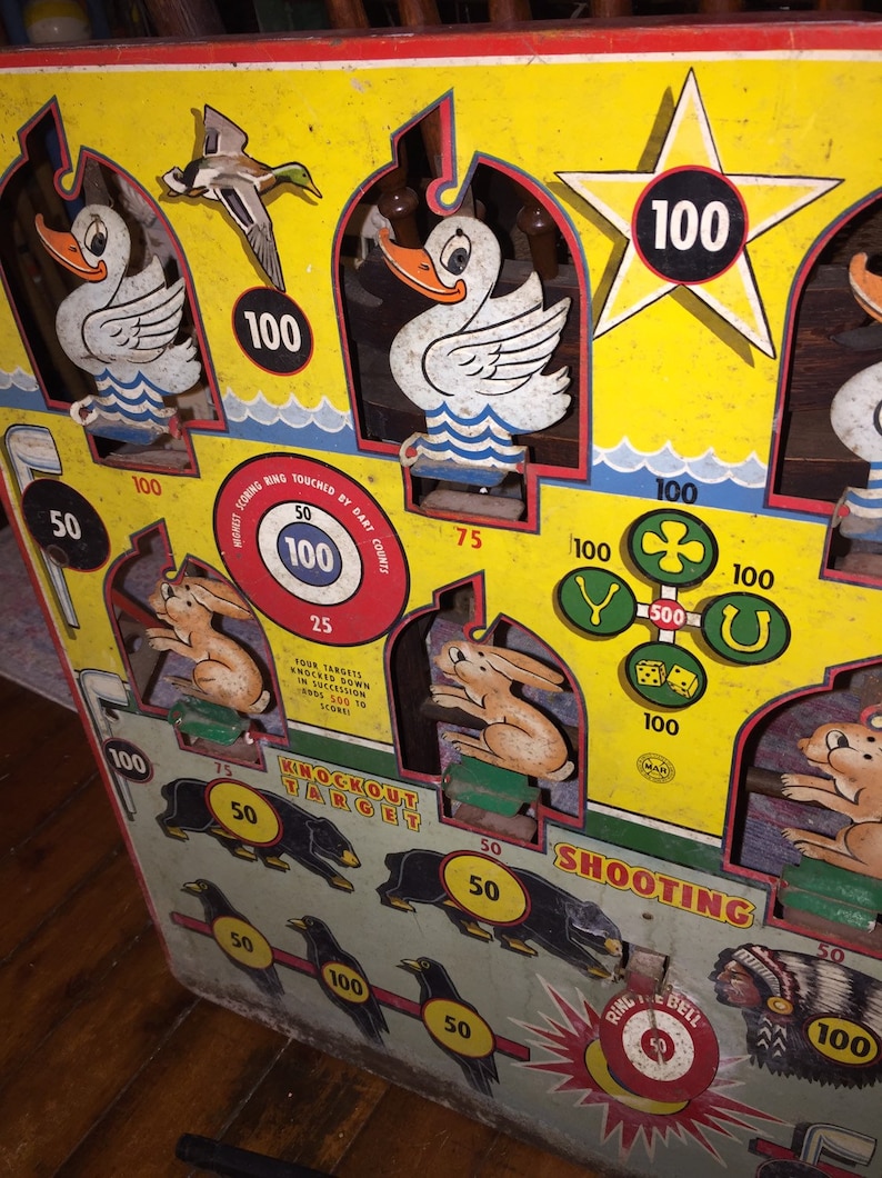 Vintage Knockdown Shooting Gallery Ducks Marx 1950s 29 X 25 Etsy