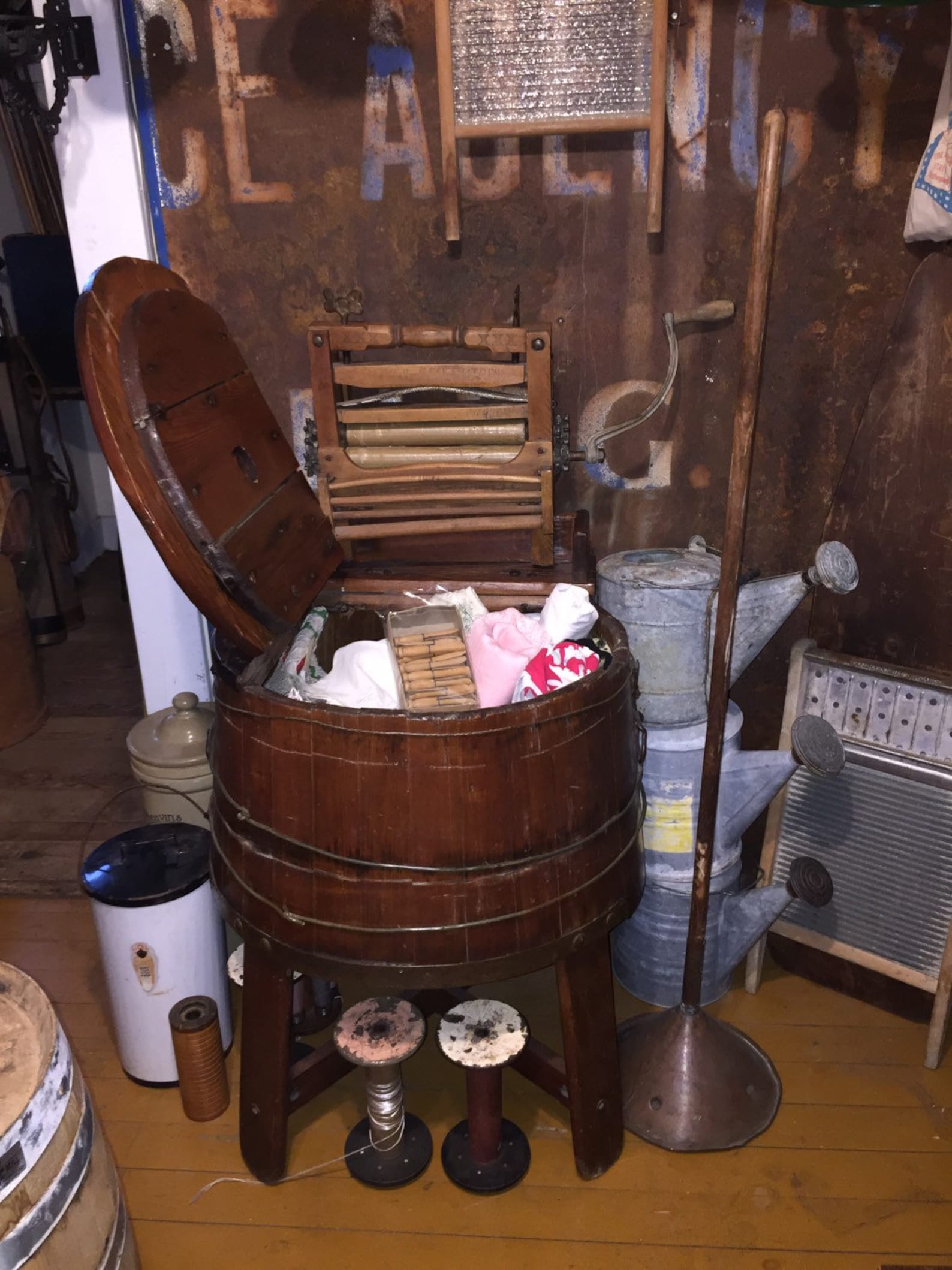 Antique Wooden Barrel Washing Machine With Hand Crank Clothes Etsy