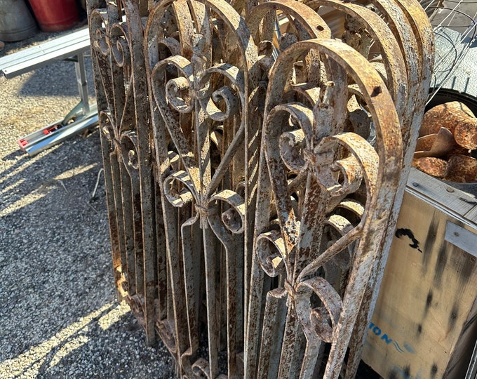 Antique Wrought Iron Porch Railing Upright Section, Listing is for One