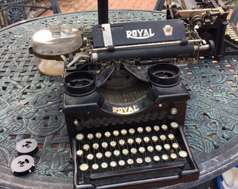 Antique 1930's Royal Typewriter Number 10, Needs Work, White Glass