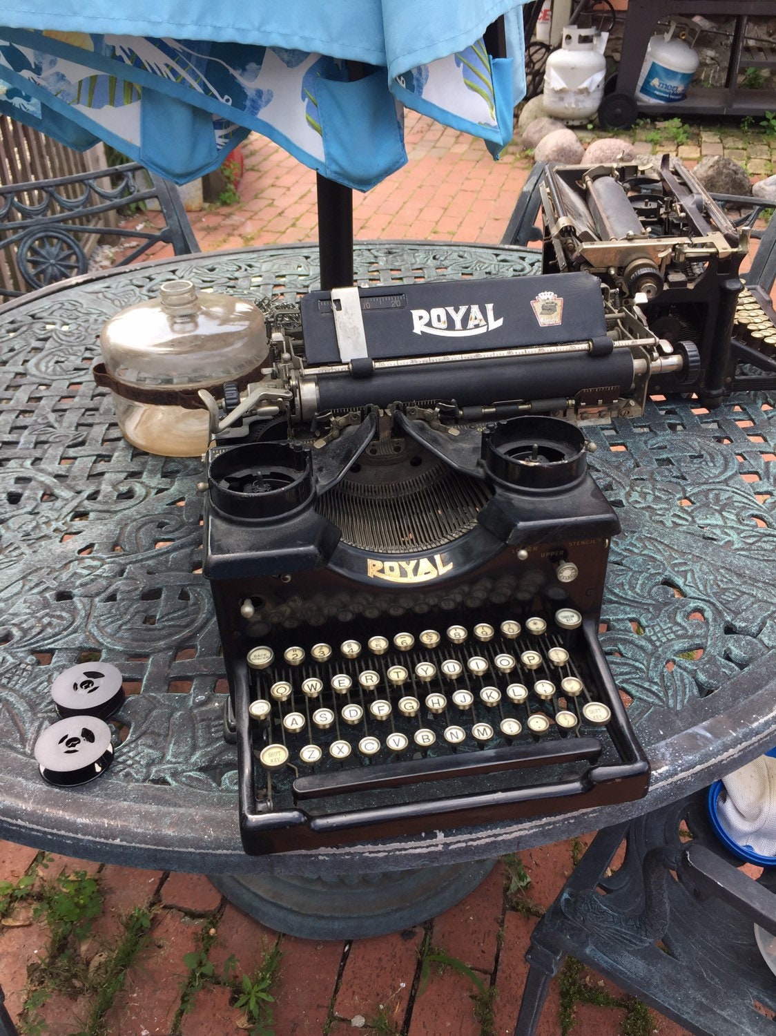 Antique 1930's Royal Typewriter Number 10, Needs Work, White Glass