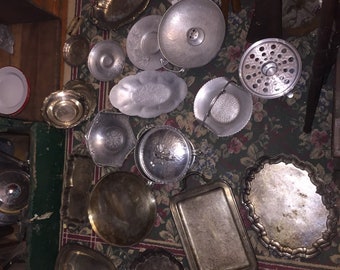 Antique Aluminium and Silver plated Serving Pieces, listing is for 1 piece only