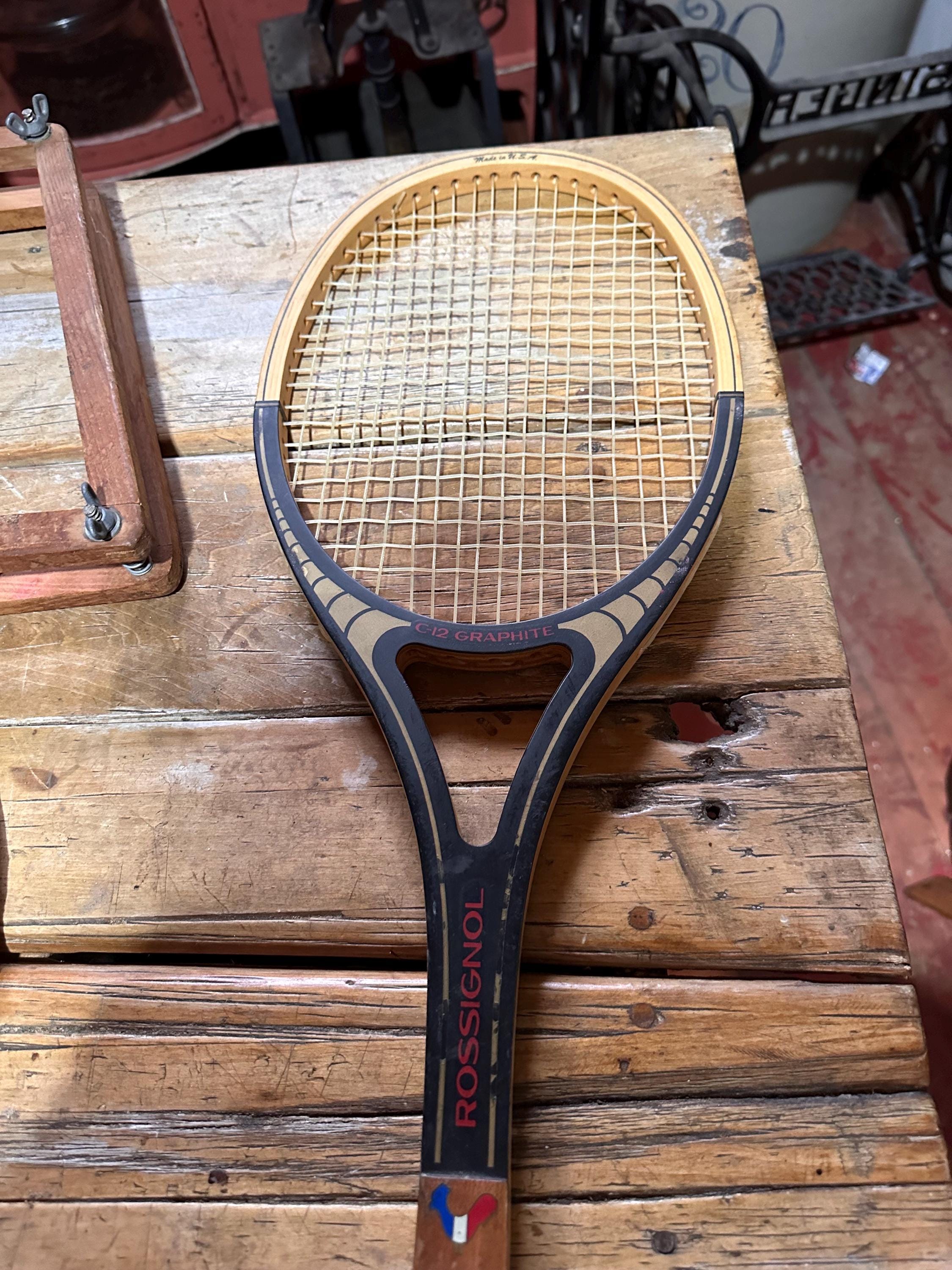 Raquette Tennis Vintage Rossignol C-12 Graphite - Manche 4 3/8 L (Bon état)