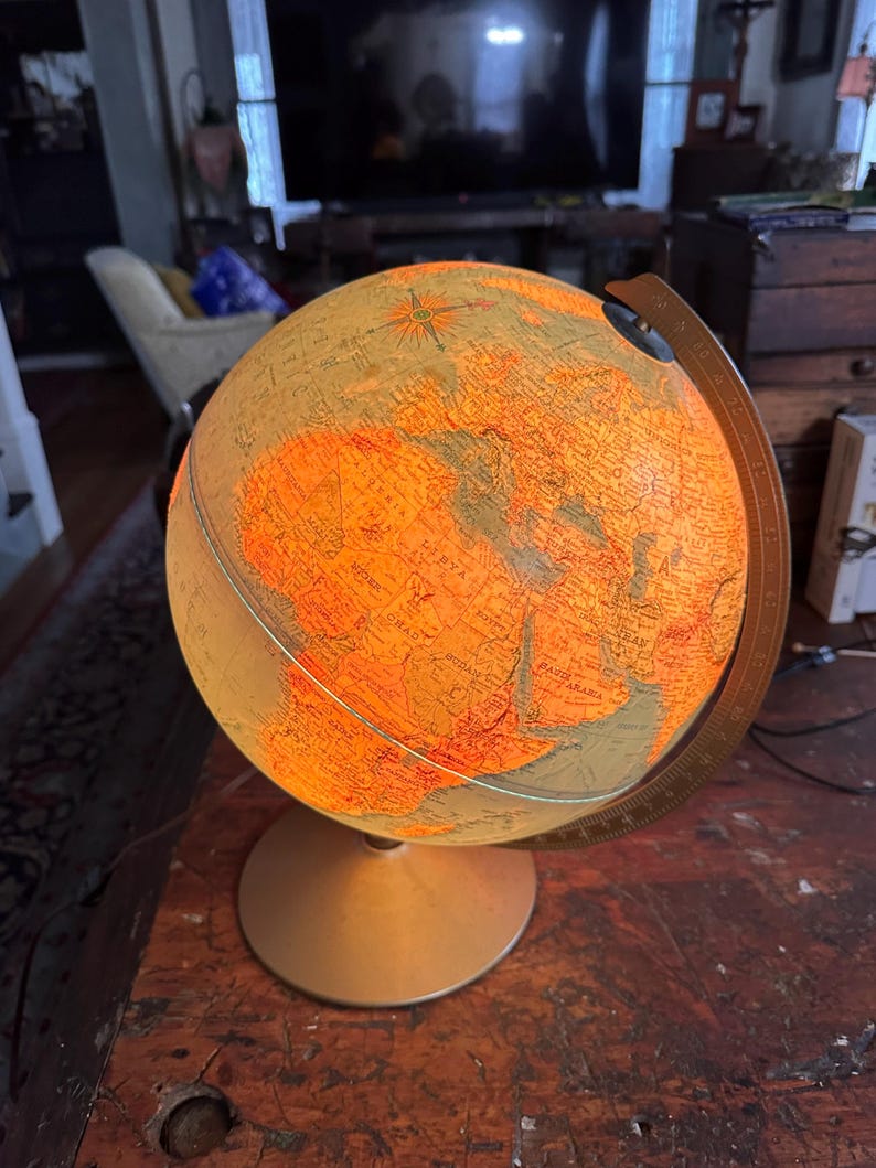 Vintage Replogle 12" World Premier Series Illuminated Wired Globe 1970s ...