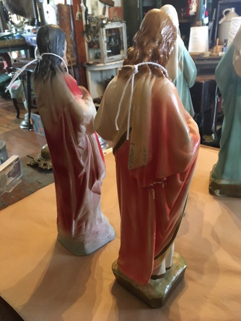 Vintage Religious Statue Plaster Jesus Statue Religious Relic Etsy