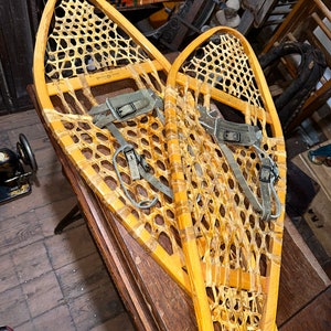 Large Antique Wooden Snowshoes, Perfect Pair, approx 48 long see shipping details in description area image 2