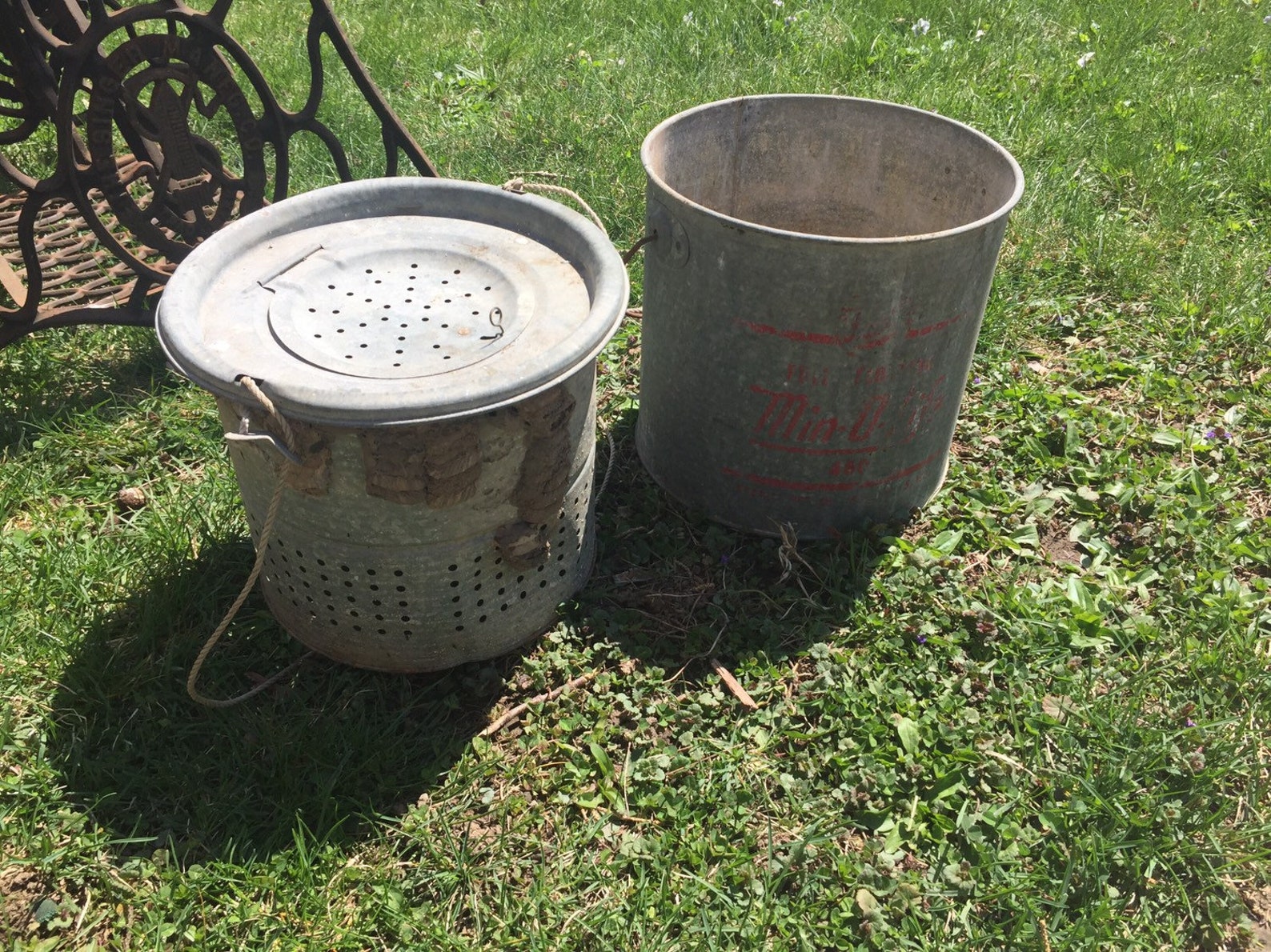 Vintage Minnow Bait Buckets Galvanized Pail nice Etsy