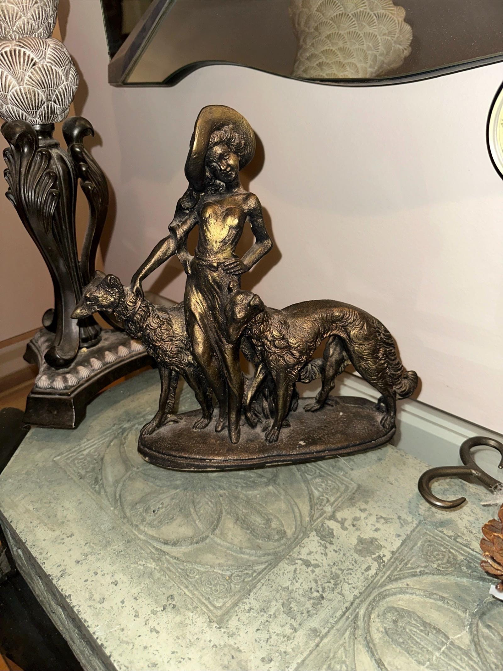 Lady With Greyhounds Statue - Etsy