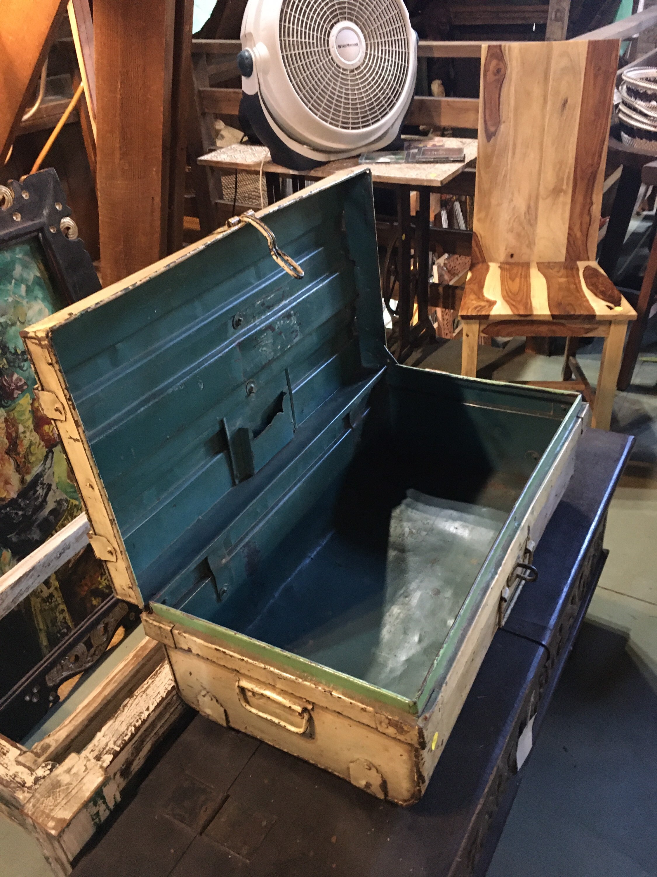 box suitcase on wheels