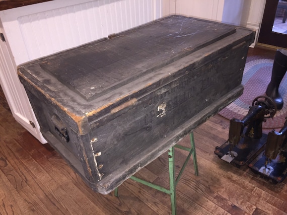 Antique Tool Box Trunk, Carpenters Toolbox, Wood, Primitive Carpenters Chest,  Usable Storage, Coffee Table 