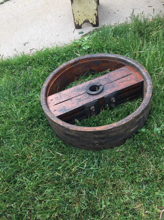 Vintage Large 24 Flat Belt PULLEY WHEEL Hit & Miss Etsy