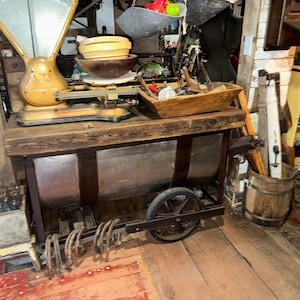 Industrial Factory Work Cart/Kitchen Island, Approx 53"L x 31"W x 35 1/2" T, Rare, Very Unique, Top Removable for Storage