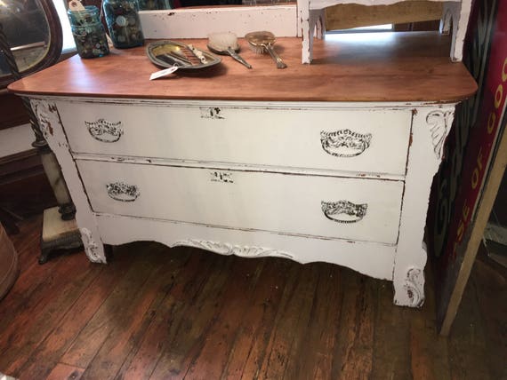 Antique Late 1800 S Hand Painted Dresser Mms Milk Paint Etsy