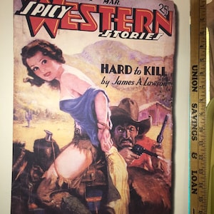 Vintage Copy Of Spicy Western Stories Magazine, Poster, Thick Cardboard, Great Shape, Approx 16&quot; x 11&quot;
