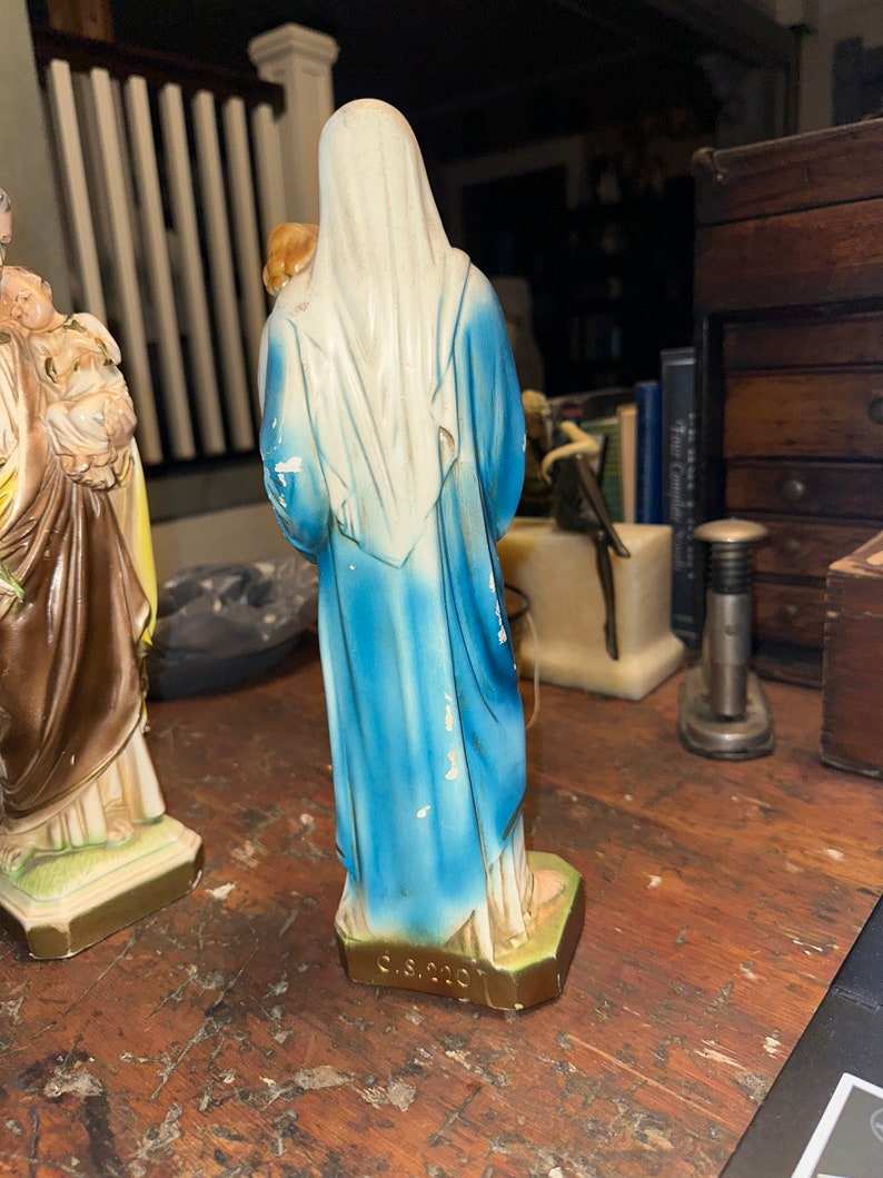 Vintage Religious Statue Chalkware Madonna Statue Religious Etsy