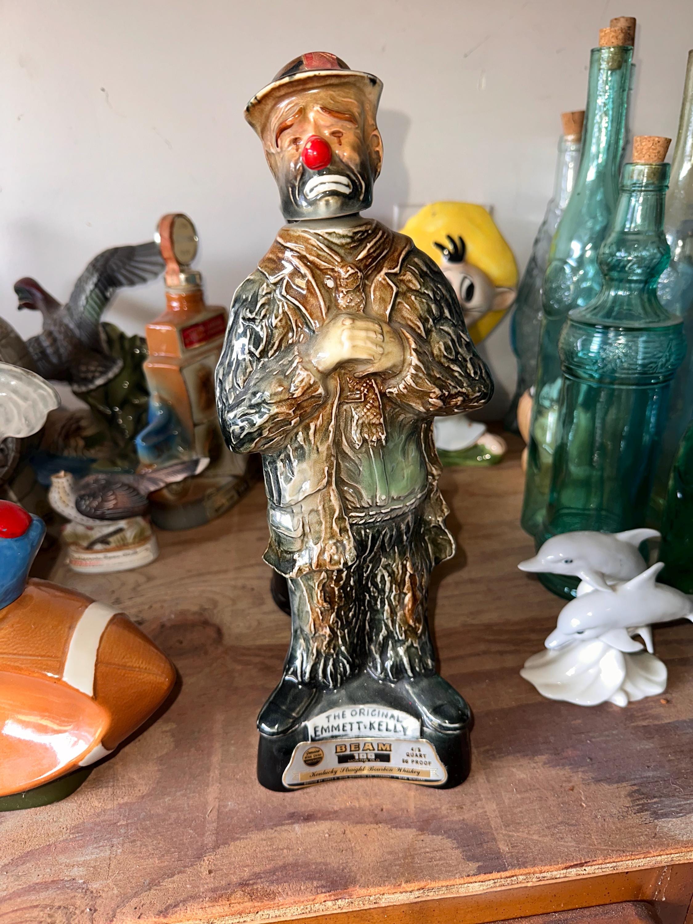 The Original Emmett Kelly Jim Beam Clown Decanter 1971 Regal Empty
