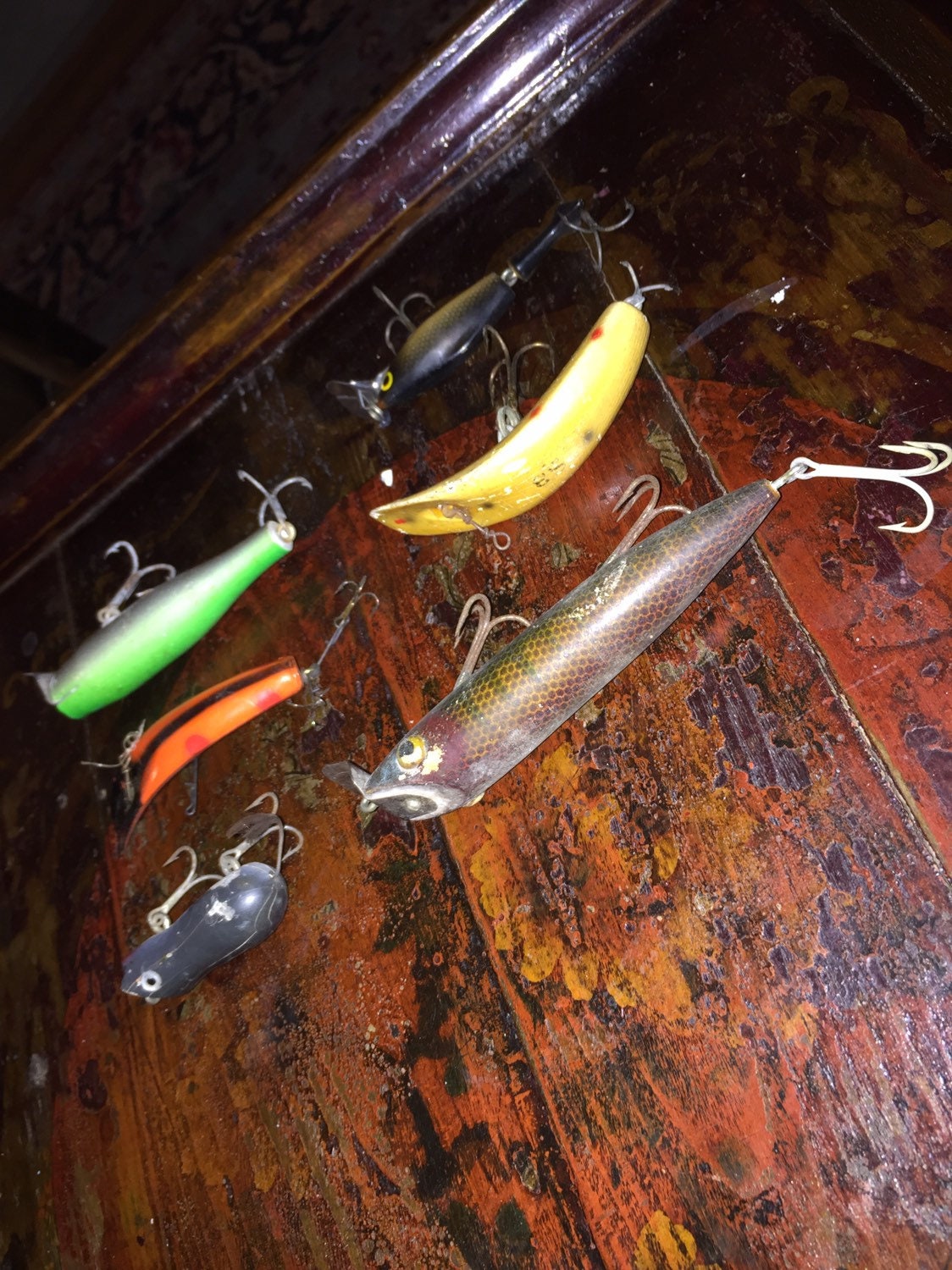 Set of 6 Antique/vintage Fishing Lures, Tackle, Gear, Freshwater,  Saltwater, Fishing, Folk Art, Handmade, Bait, Listing is for Set of Six -   Singapore