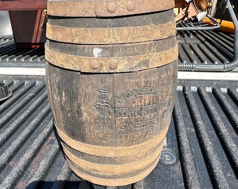 Primitive WOODEN BARREL from 1800's, With Spout Hole, Private Stock, Seems clean it is 8 1/4” tall 5 1/2” diameter approximately 1/2 gallons