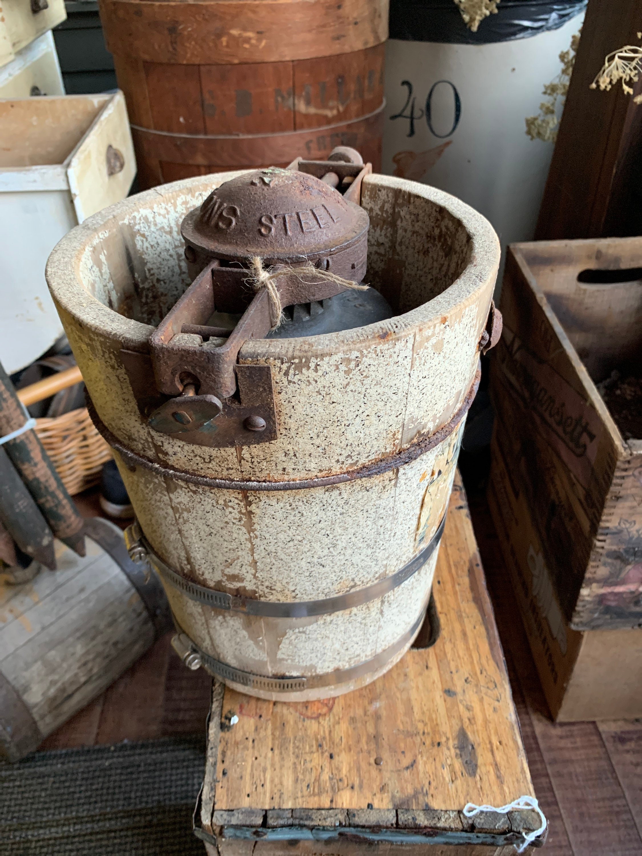 Antique Wooden Hand Crank Snowball 2 QT Freezer Ice Cream Maker Etsy