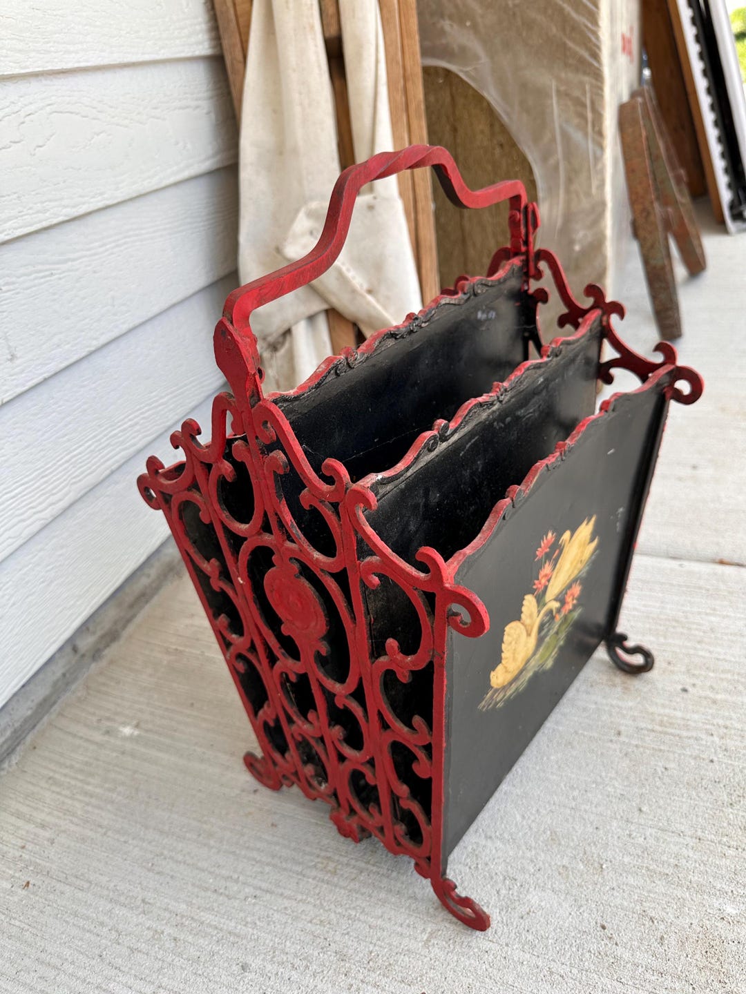 Vintage Metal Magazine Rack, Approximately 12