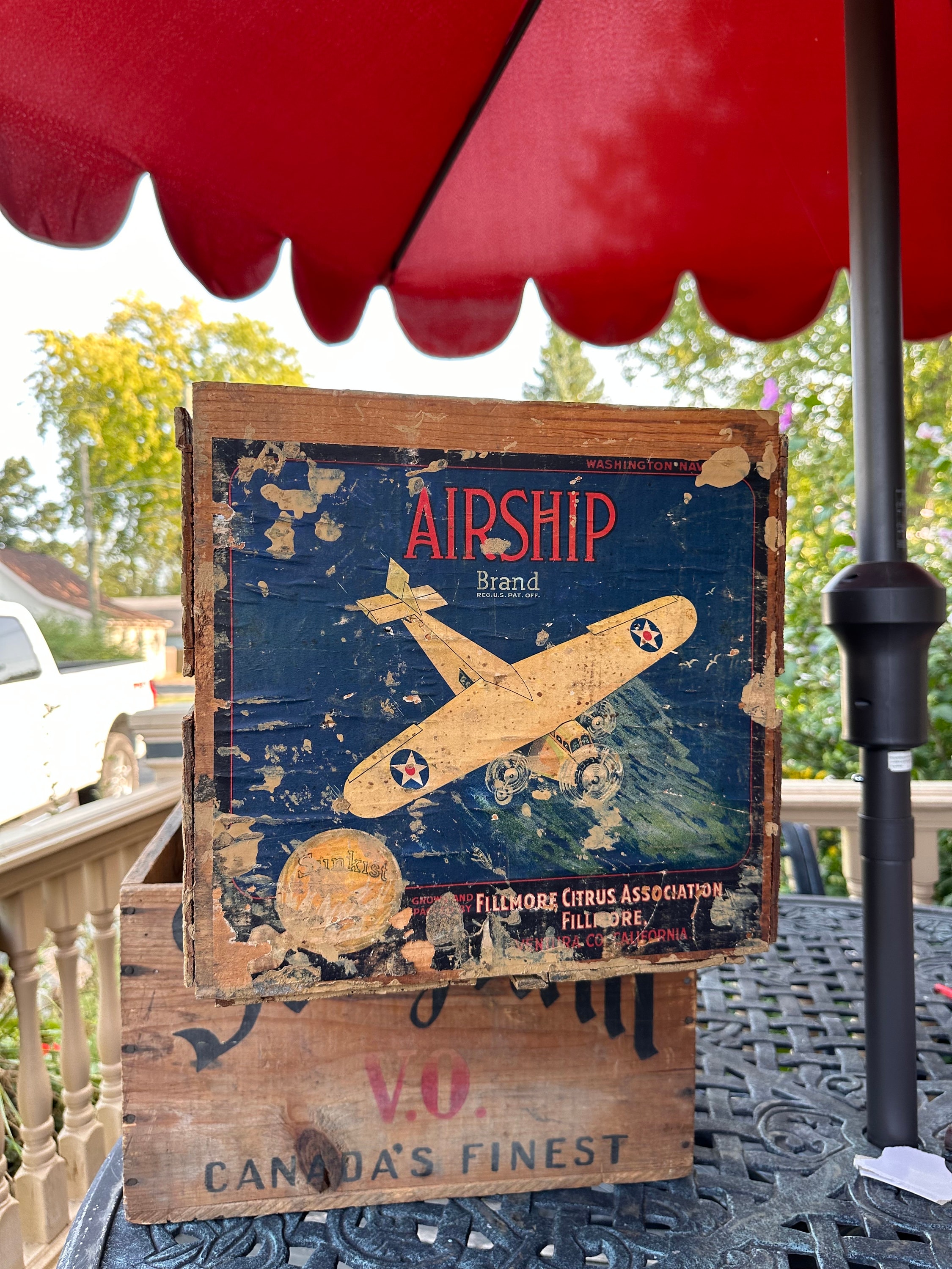 1930s Airship Brand Sunkist Oranges Ventura Co Ca Wooden Box Crate