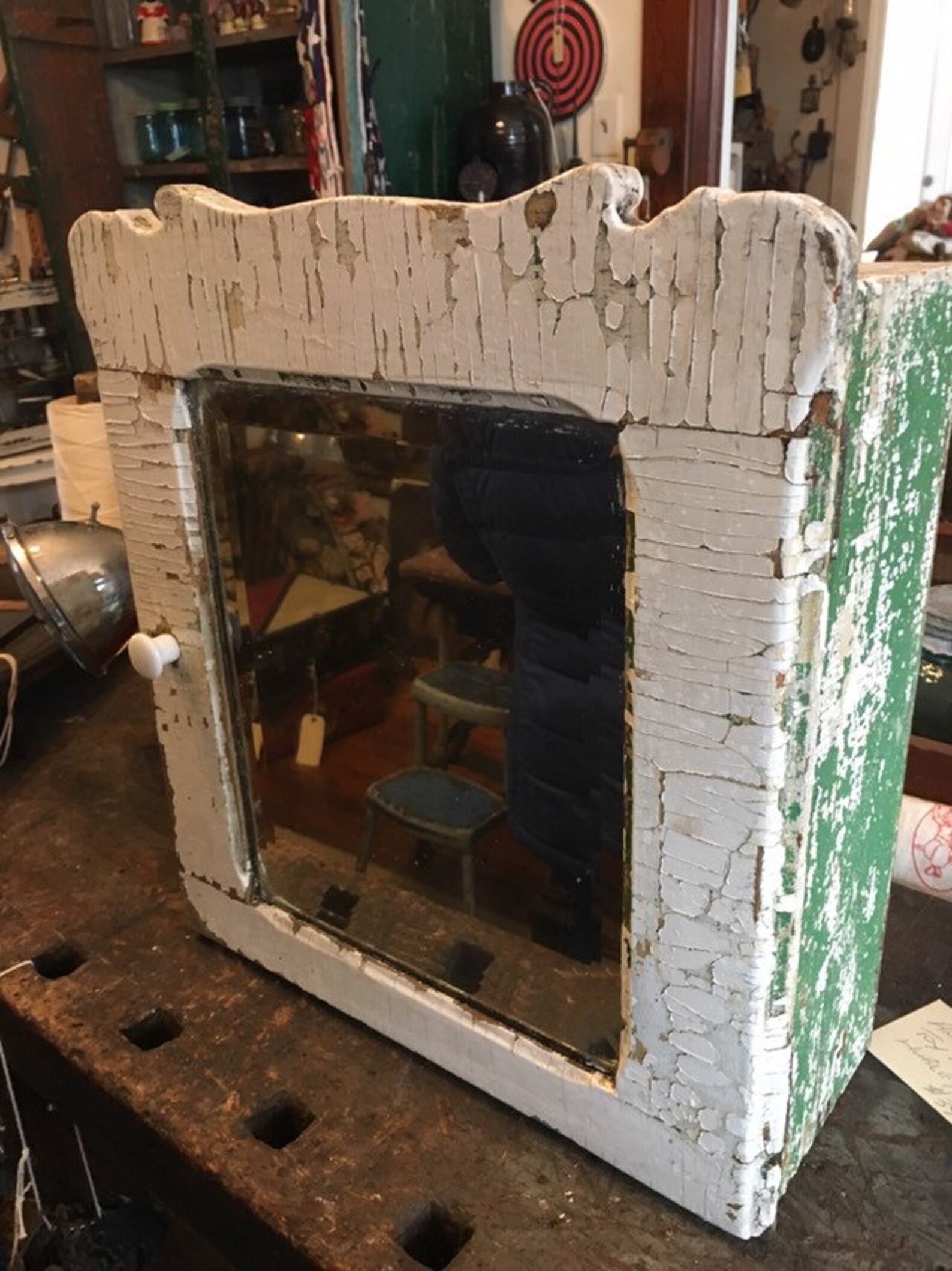 Antique Wood Medicine With Beveled Mirror Needs Etsy