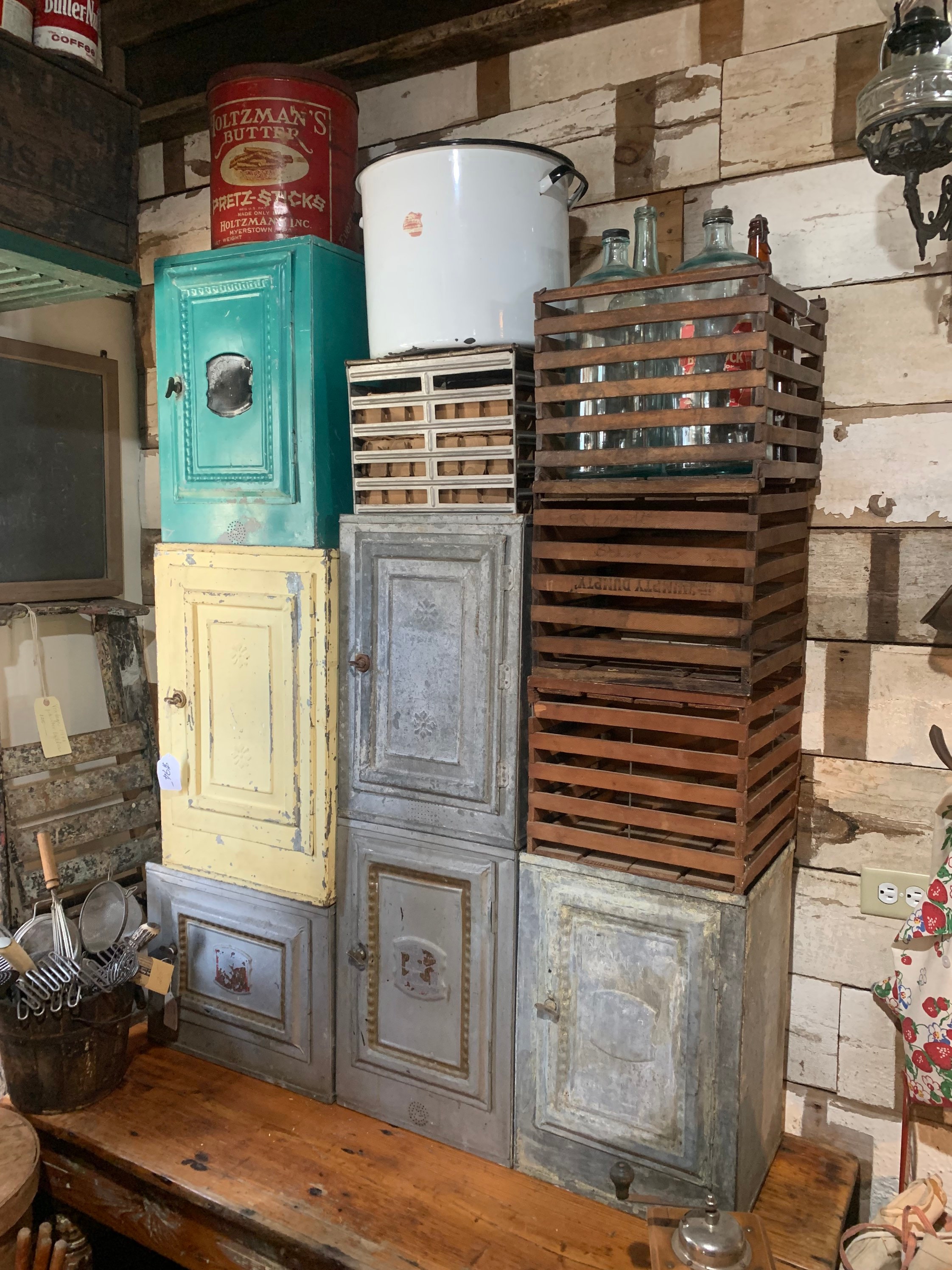 Early 1900s Galvanized TIN Bread & Pie CABINET SAFE, Approx 20” X 13 1/ ...