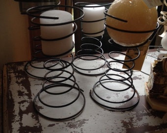 Very Nice Set of 3 1920's Furniture Spring Candle Holders Measure 4 1/2" x 9-10" Holds Sherical Candles (Not Included)