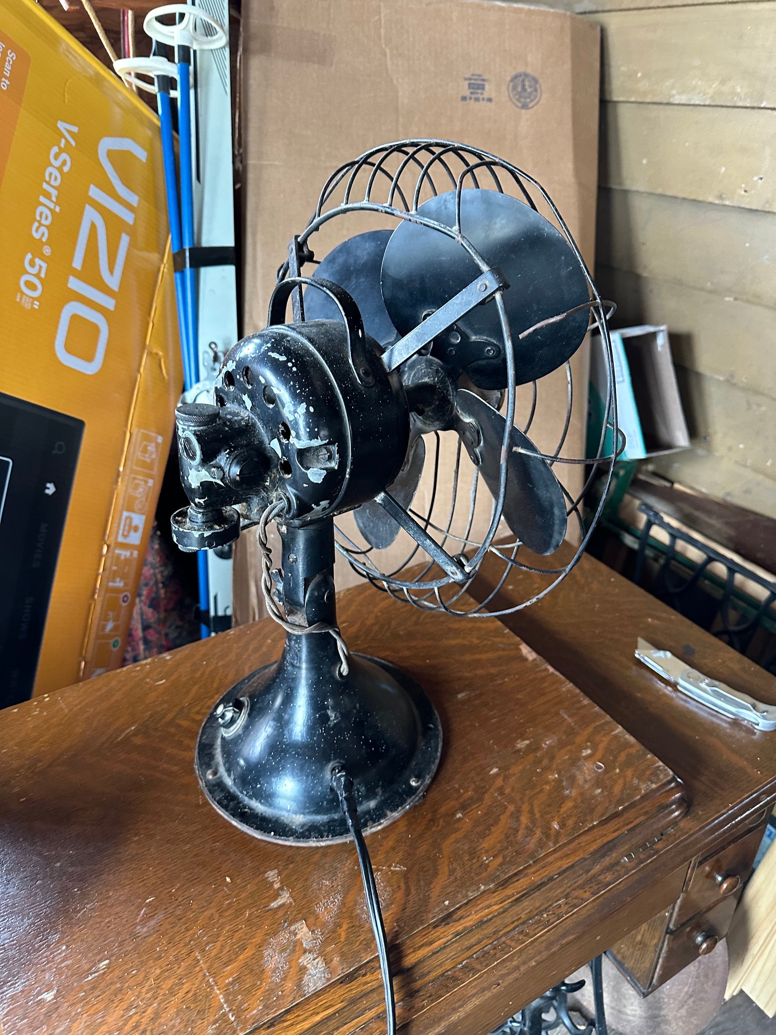 Vintage 1940's Black Diehl Industrial Fan Articulating Model, Works ...