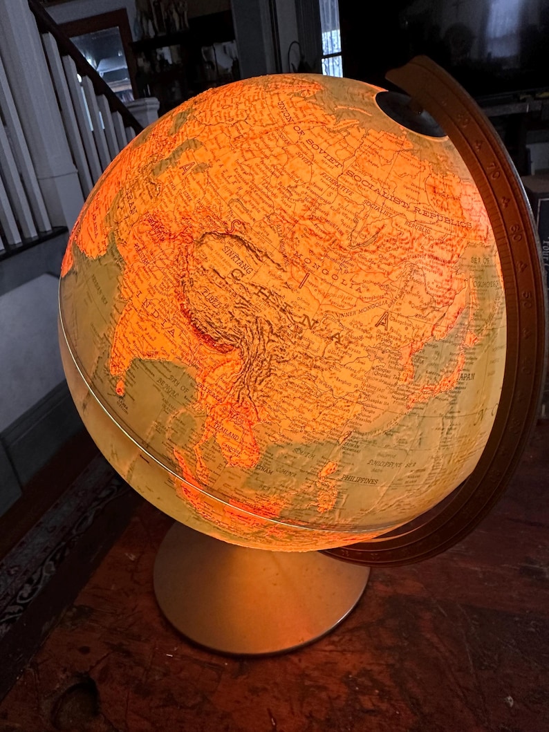 Vintage Replogle 12" World Premier Series Illuminated Wired Globe 1970s ...