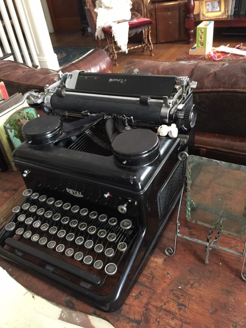 Antique 1940s Royal Typewriter Works Black Glass keys Art Etsy