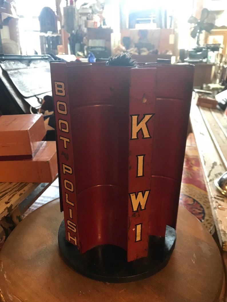 Swivel Base Four Sided With Advertisement With Kiwi Shoe Polish Can Kiwi Store Display Rack