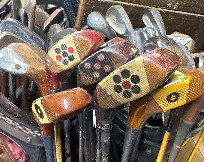 Vintage Fancy Face Right Hand Wood Head Golf Club Drivers, listing is for one only