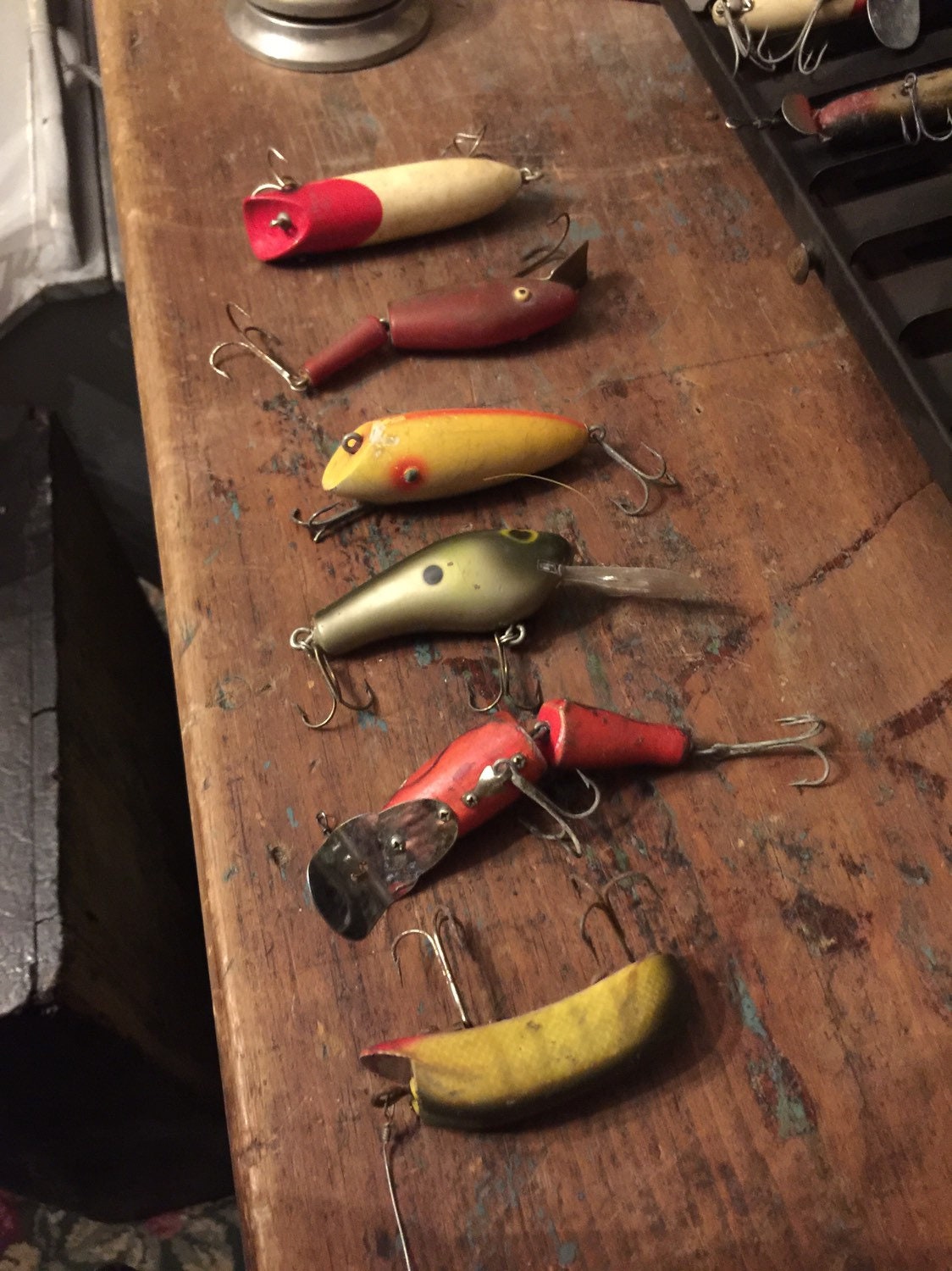 Set of 6 Antique/vintage Fishing Lures, Tackle, Gear
