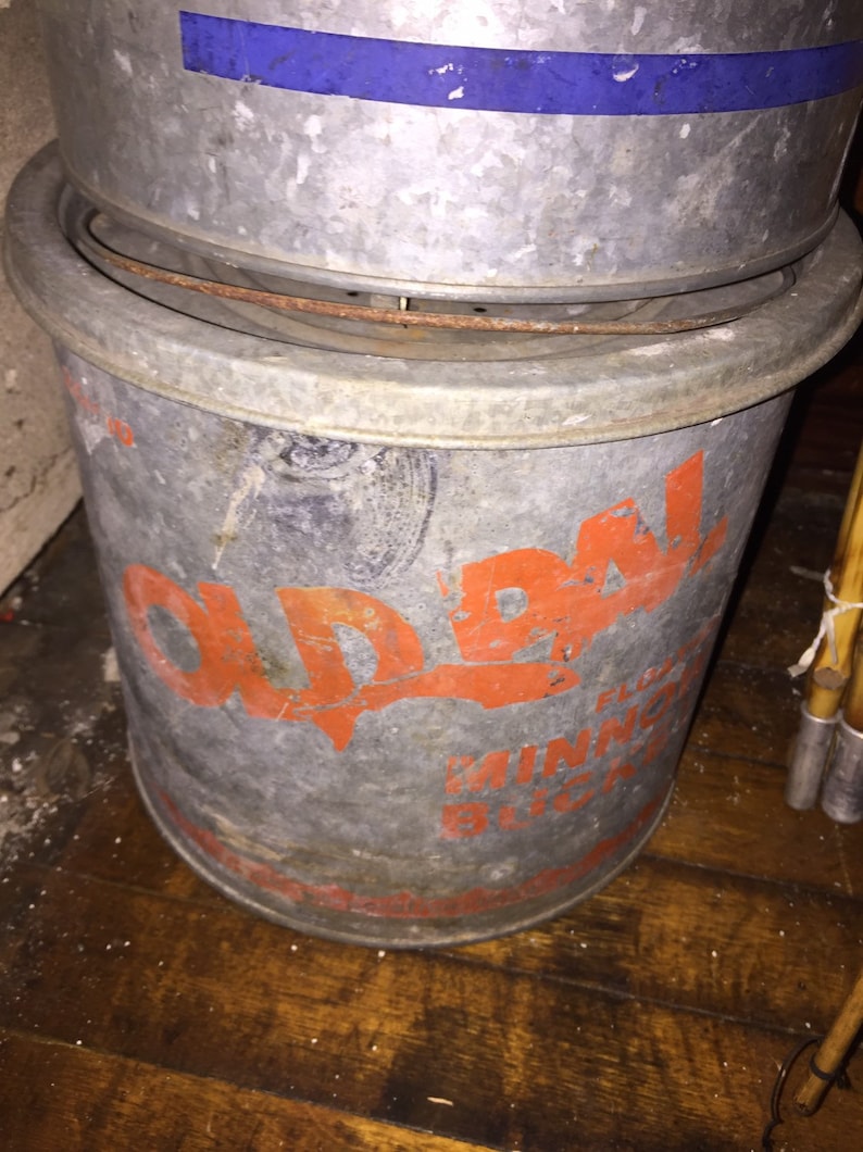 Vintage Minnow Bait Buckets Galvanized 10 Quart Pail Nice Etsy