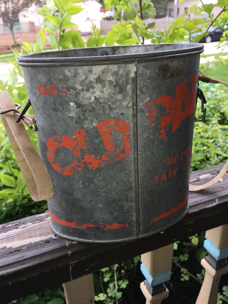 Vintage Old Pal Minnow Bait Bucket Galvanized Pail Great Etsy
