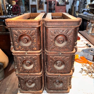 6 Drawer Sewing Cabinet Unit, Turn of the Century, Combine For Great Unit, Ready For Paint Or Stain, separate units