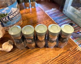 Vintage Mccormick Spice Bottles Light Green Lids Dark Green